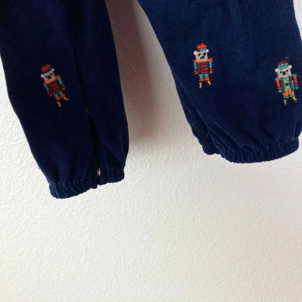 Next Baby Blue Corduroy Snap Overalls Dungarees Size 3-6 Mo Toy Soldier Bears